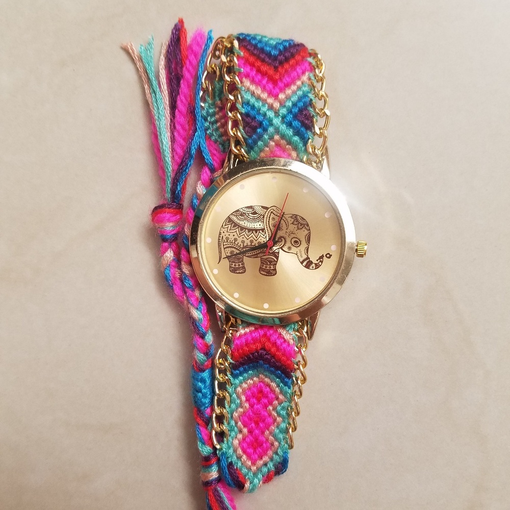 Elephant watch pink and blue.